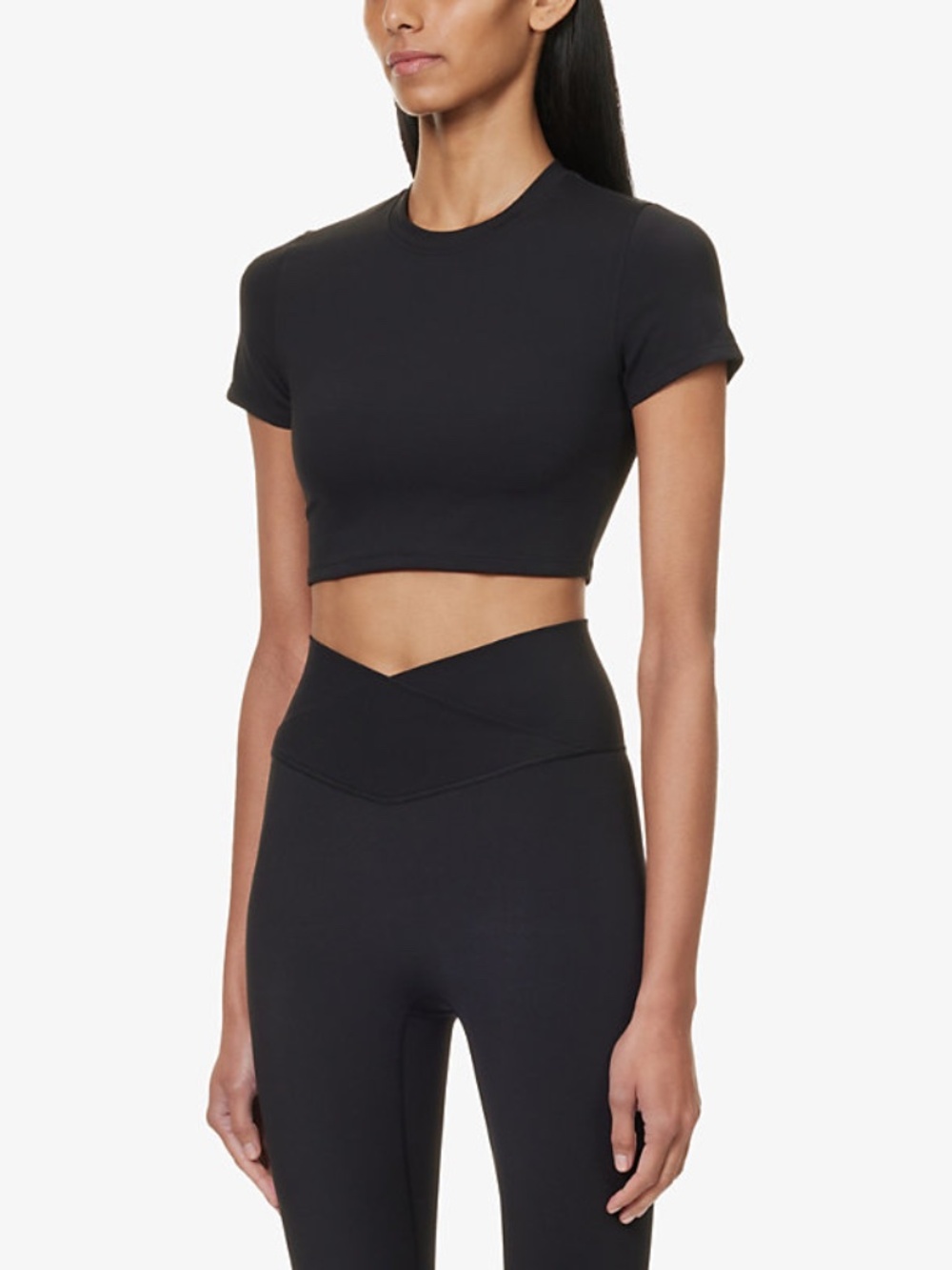 NWT Adanola Short Sleeve Crop Top - Black